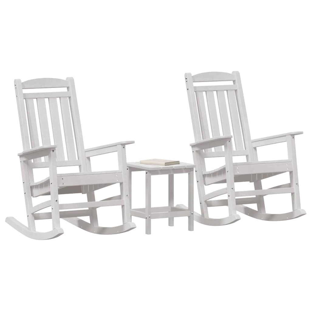 Sedia a dondolo 3 pcs Bianco Polietilene