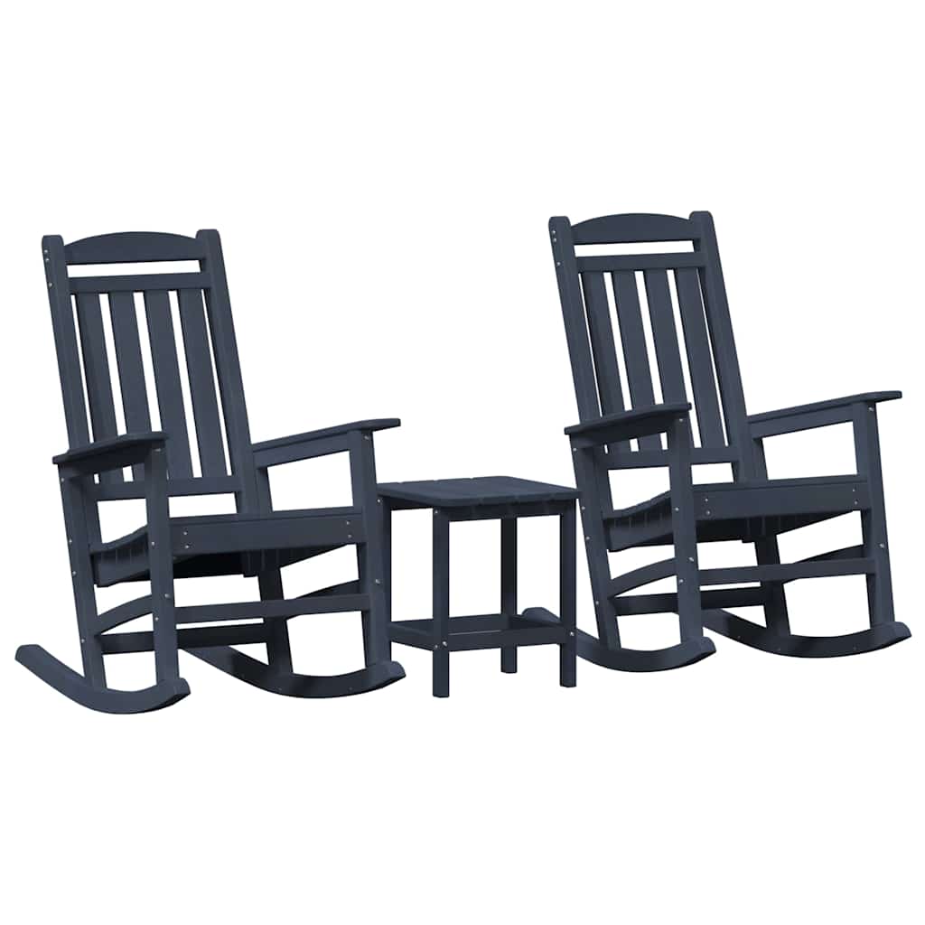 Sedia a dondolo 3 pcs Navy Polietilene