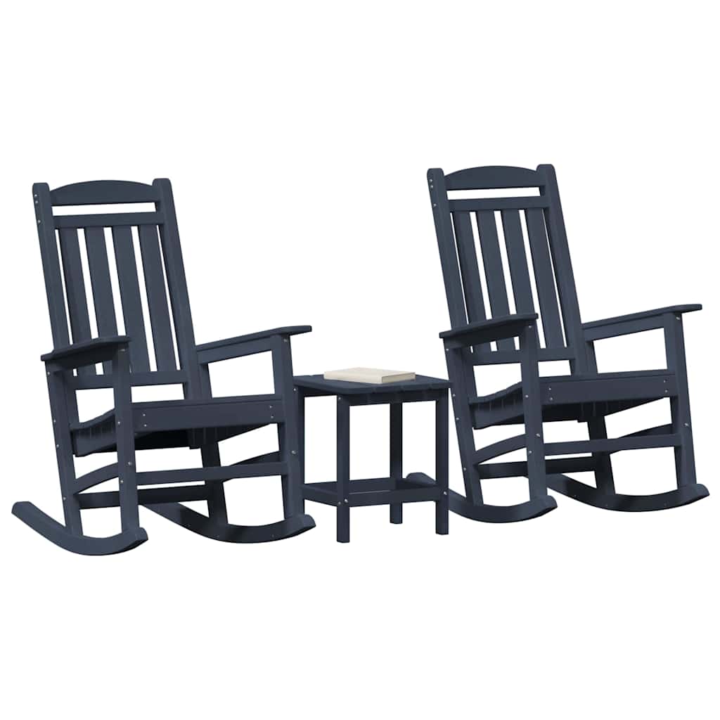 Sedia a dondolo 3 pcs Navy Polietilene