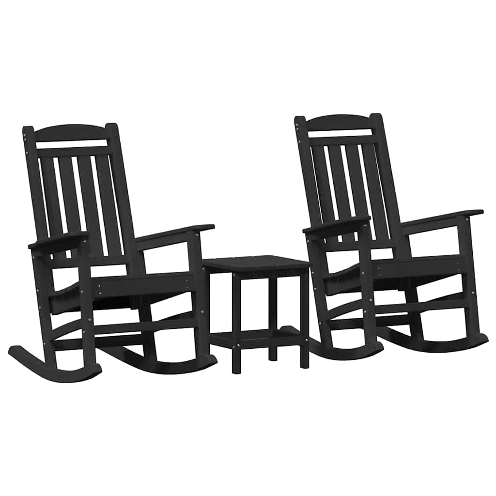 Sedia a dondolo 3 pcs Nero Polietilene