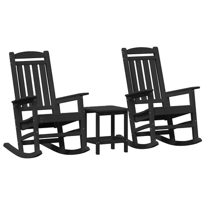 Sedia a dondolo 3 pcs Nero Polietilene