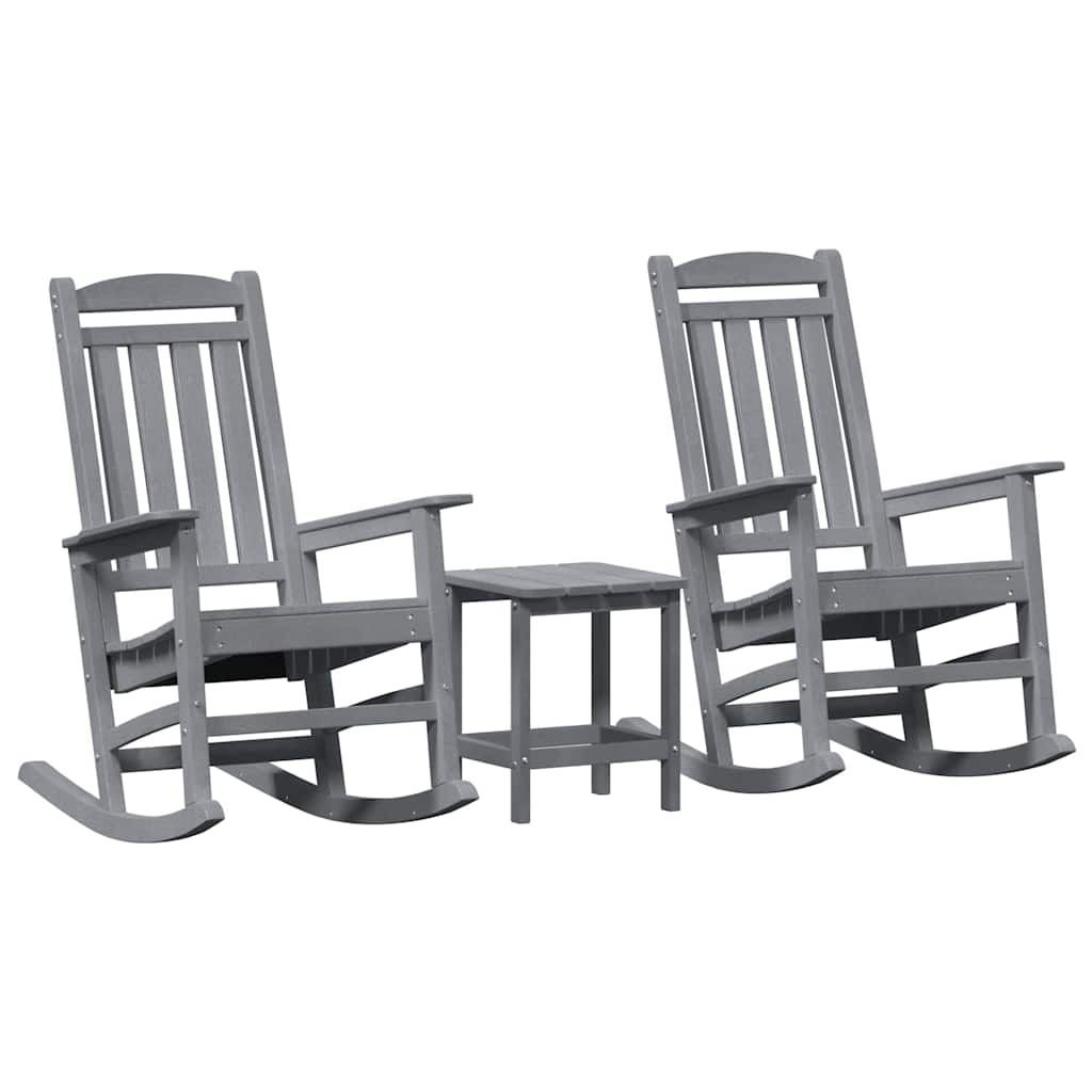 Sedia a dondolo 3 pcs Grigio chiaro Polietilene