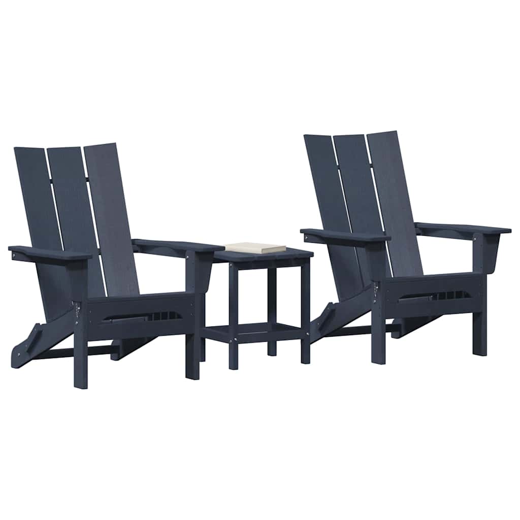 Sedia da Giardino 3 pcs Navy 80.5 x 74.5 x 92 cm Polietilene