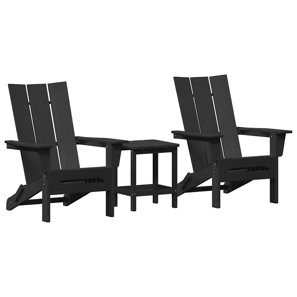 Sedia da Giardino 3 pcs Nero 80.5 x 74.5 x 92 cm Polietilene