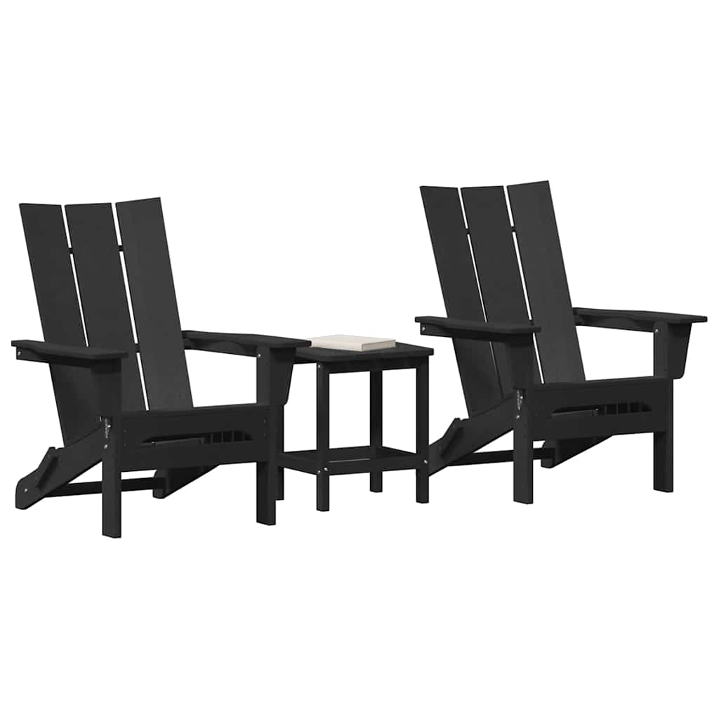 Sedia da Giardino 3 pcs Nero 80.5 x 74.5 x 92 cm Polietilene