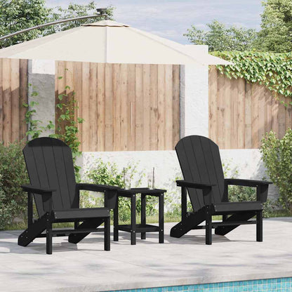 Sedia da Giardino 3 pcs Nero Polietilene