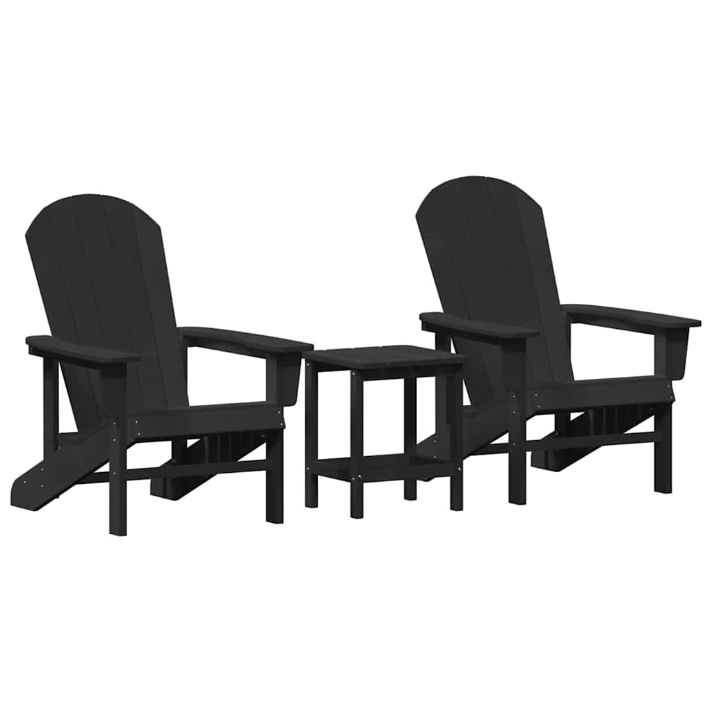 Sedia da Giardino 3 pcs Nero Polietilene