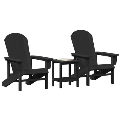 Sedia da Giardino 3 pcs Nero Polietilene