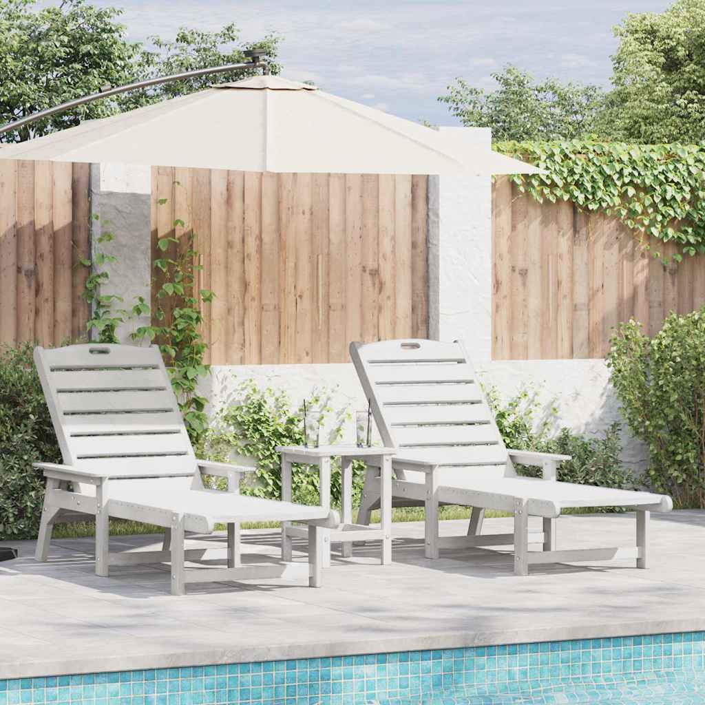 Lettino da sole 2 pcs Bianco 195,5 x 53 x 98,5 cm Polietilene