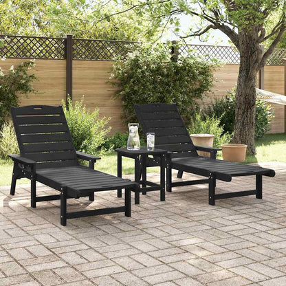 Lettino da sole 2 pcs Nero 195,5 x 53 x 98,5 cm Polietilene