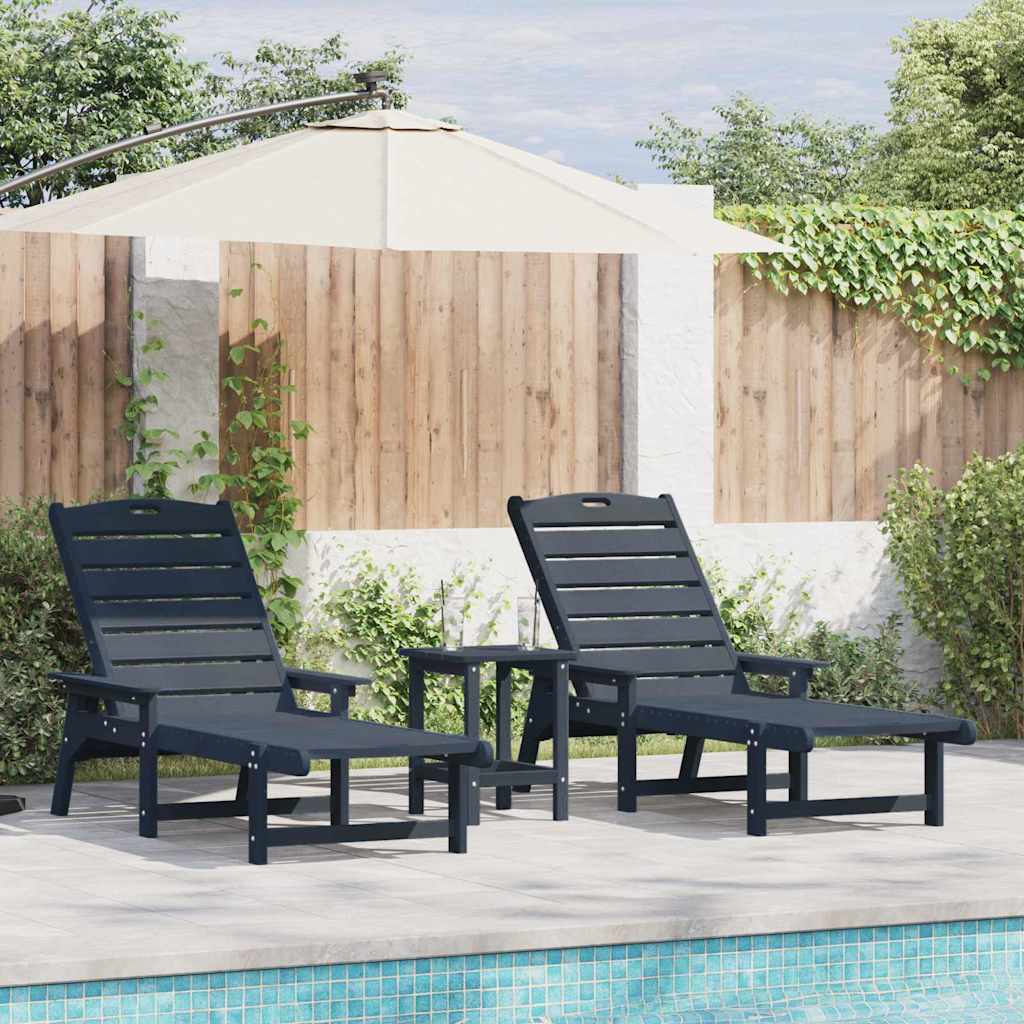 Lettino da sole 3 pcs Navy Polietilene