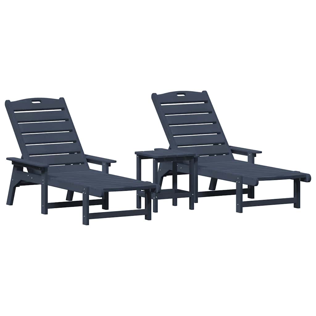Lettino da sole 3 pcs Navy Polietilene