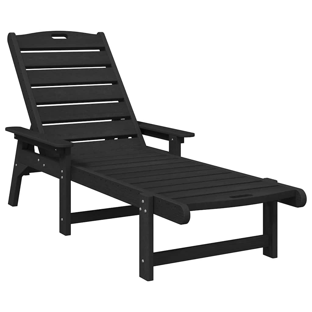 Lettino da sole 3 pcs Nero Polietilene