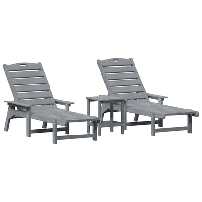 Lettino da sole 3 pcs Grigio chiaro Polietilene