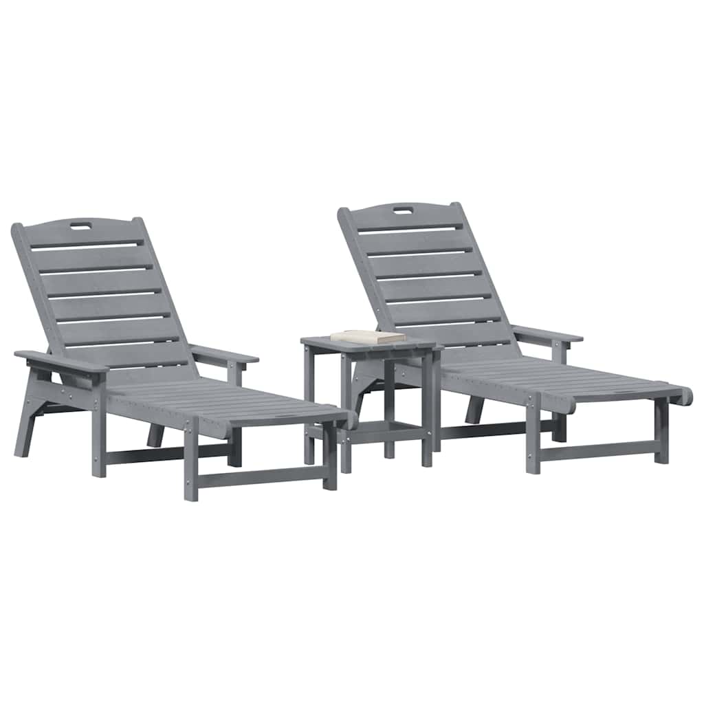 Lettino da sole 3 pcs Grigio chiaro Polietilene