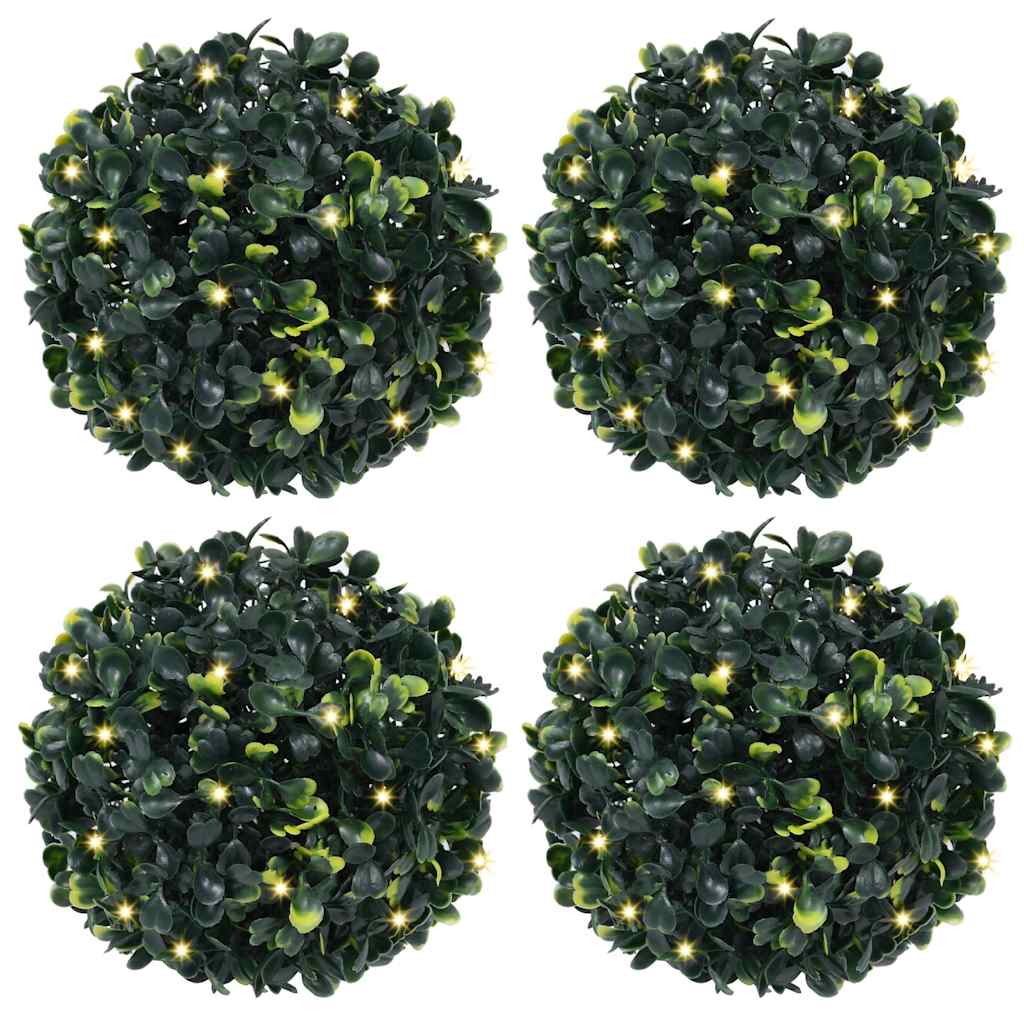Sfere di Bosso Artificiale con Luci LED 4 pz Verdi 12 cm