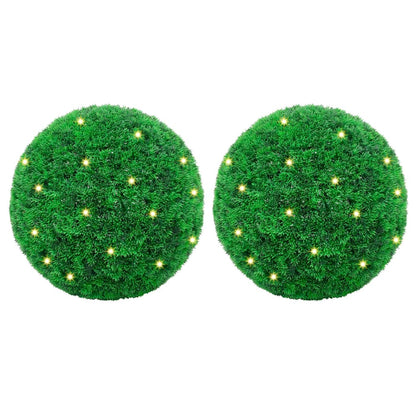 Sfere di Bosso Artificiale con Luci LED 2 pz Verdi 27 cm