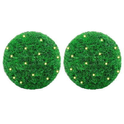 Sfere di Bosso Artificiale con Luci LED 2 pz Verdi 45 cm