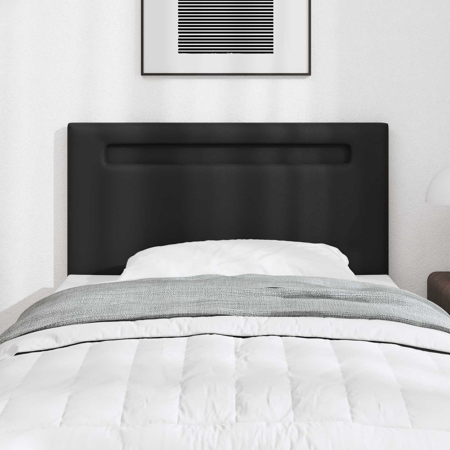Testiera LED Nero 90 cm Pelle Sintetica