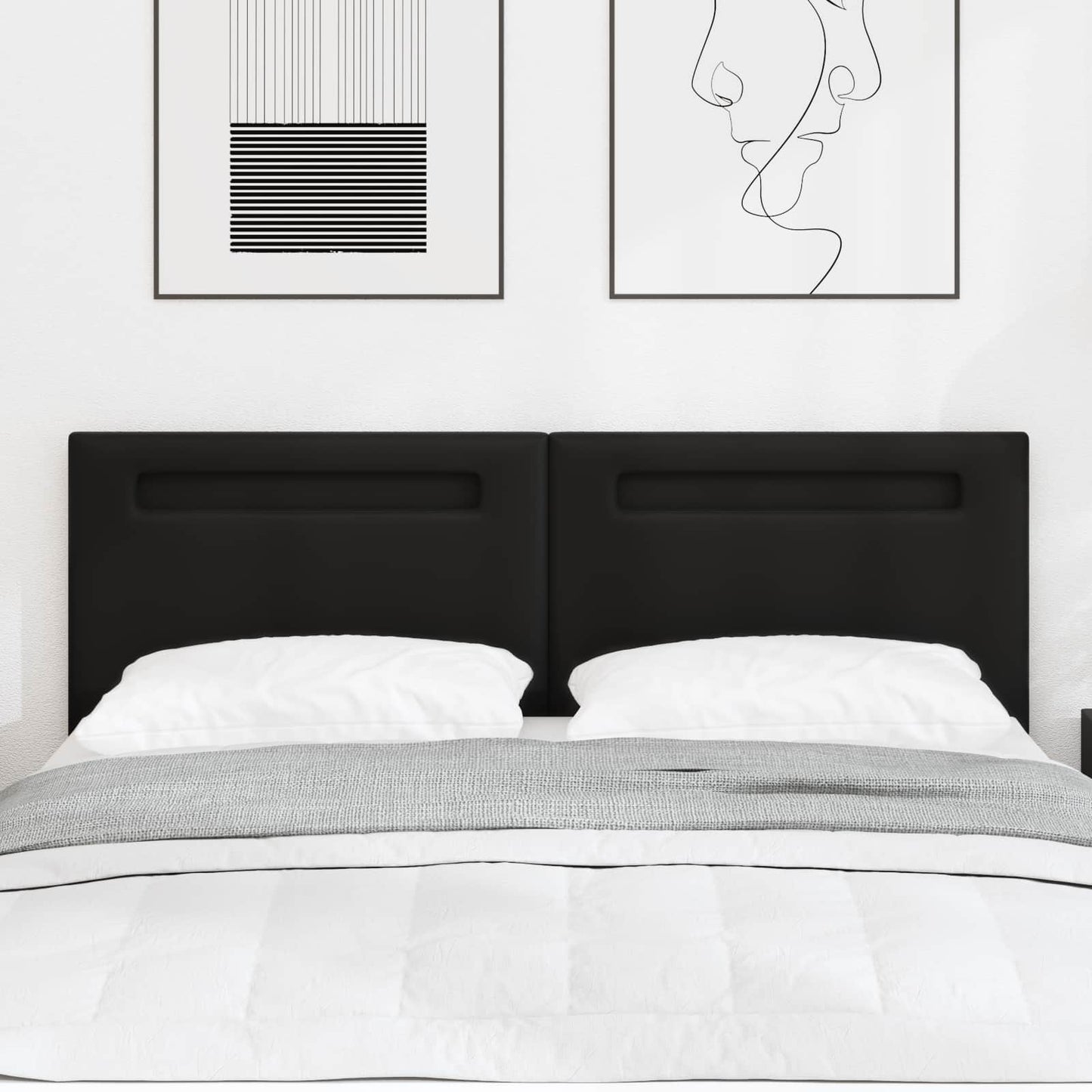 Testiera LED Nero 144 cm Pelle Sintetica