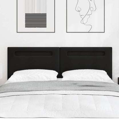 Testiera LED Nero 144 cm Pelle Sintetica