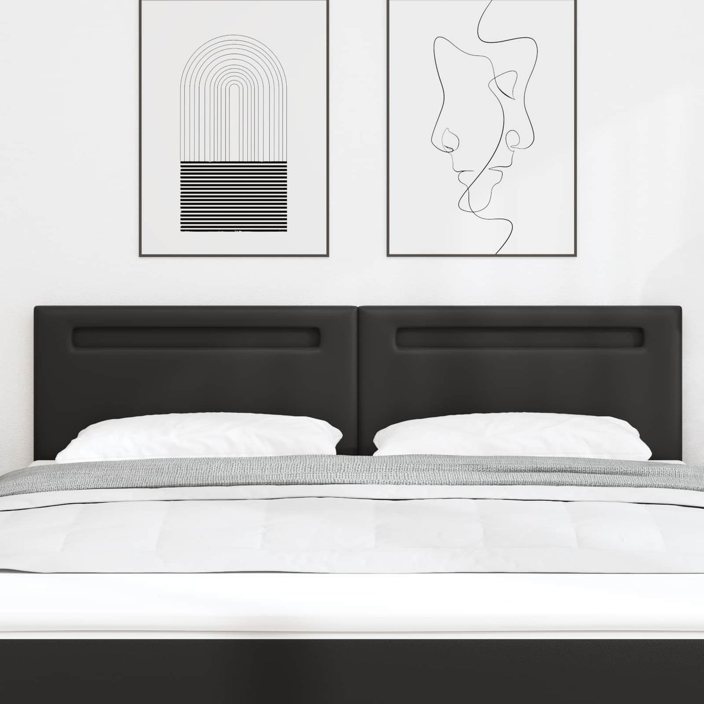 Testiera LED Nero 180 cm Pelle Sintetica