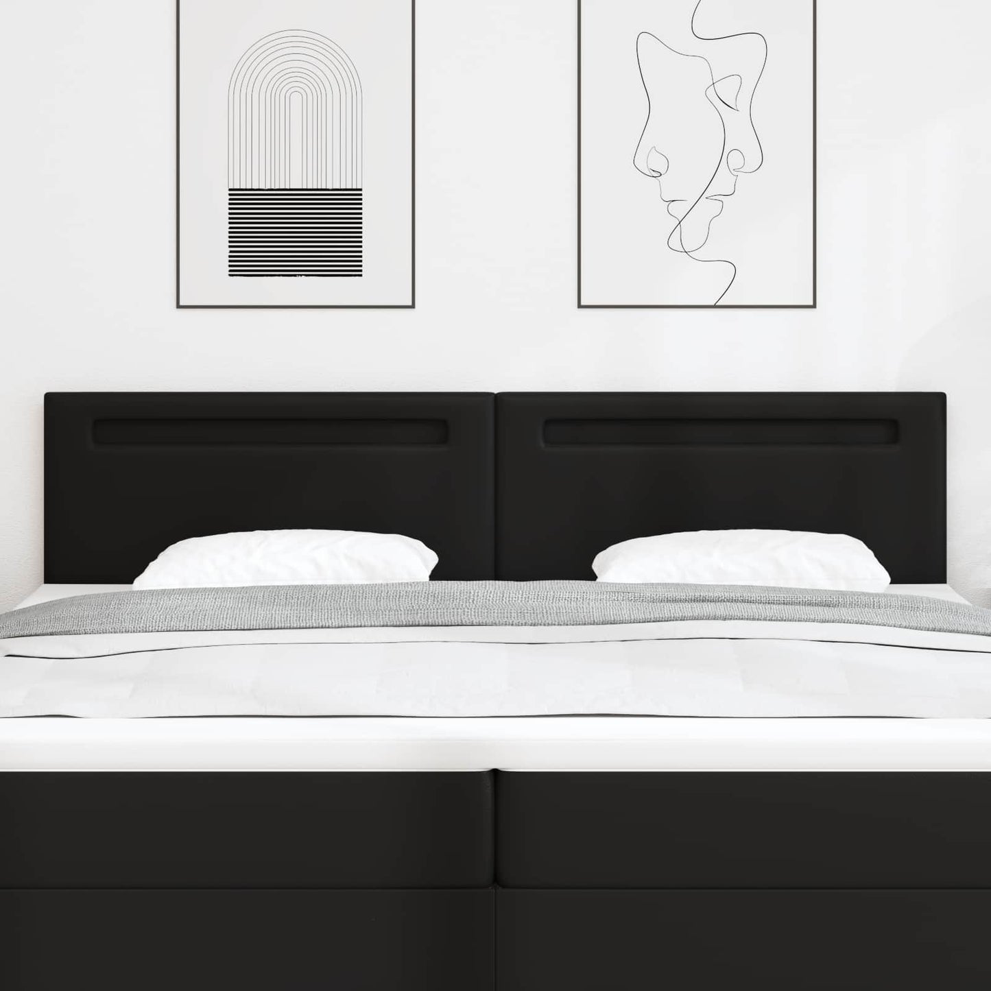 Testiera LED Nero 200 cm Pelle Sintetica