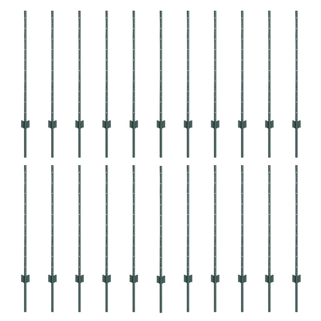 Palo della recinzione 22 pcs Verde 140 cm Acciaio