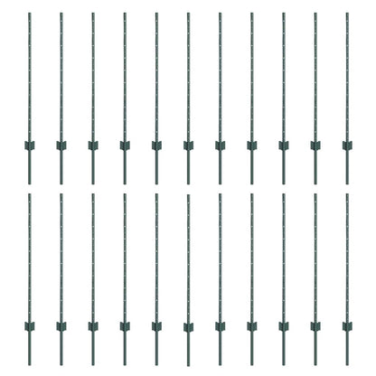 Palo della recinzione 22 pcs Verde 140 cm Acciaio