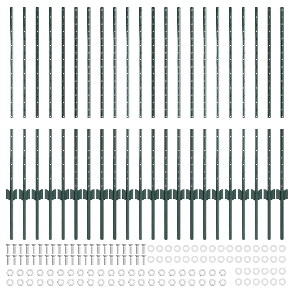 Palo della recinzione 22 pcs Verde 140 cm Acciaio