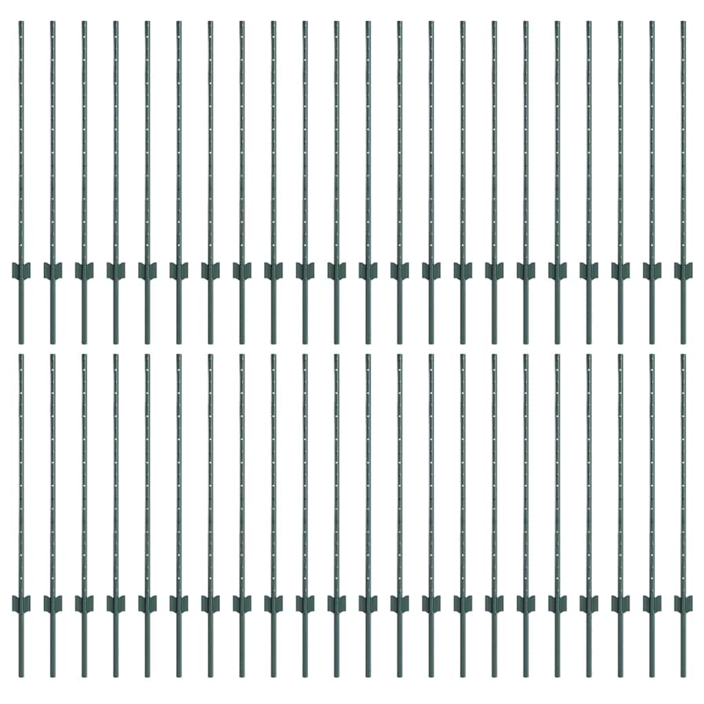 Palo della recinzione 44 pcs Verde 140 cm Acciaio