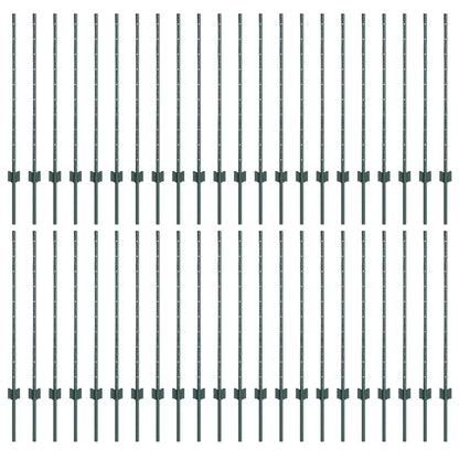 Palo della recinzione 44 pcs Verde 140 cm Acciaio