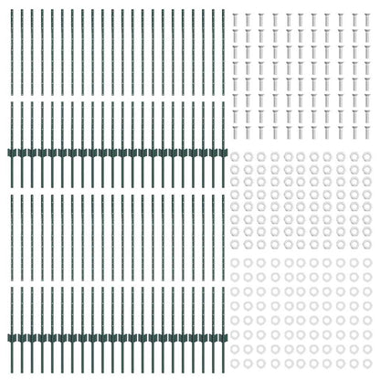 Palo della recinzione 44 pcs Verde 140 cm Acciaio