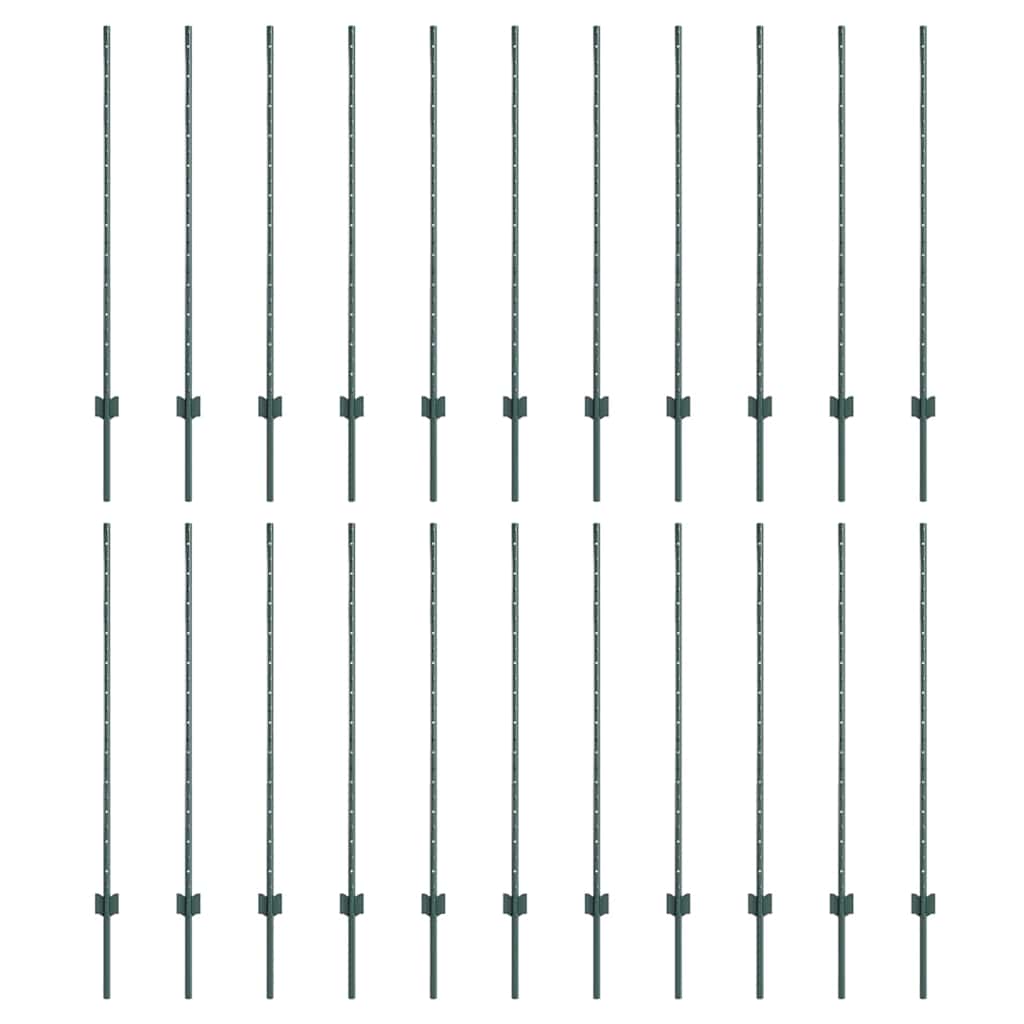 Palo della recinzione 22 pcs Verde 160 cm Acciaio