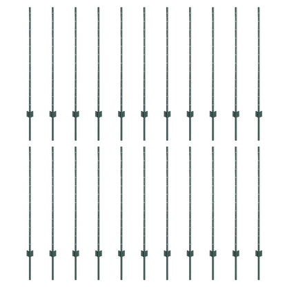 Palo della recinzione 22 pcs Verde 160 cm Acciaio