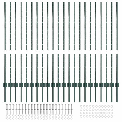 Palo della recinzione 22 pcs Verde 160 cm Acciaio