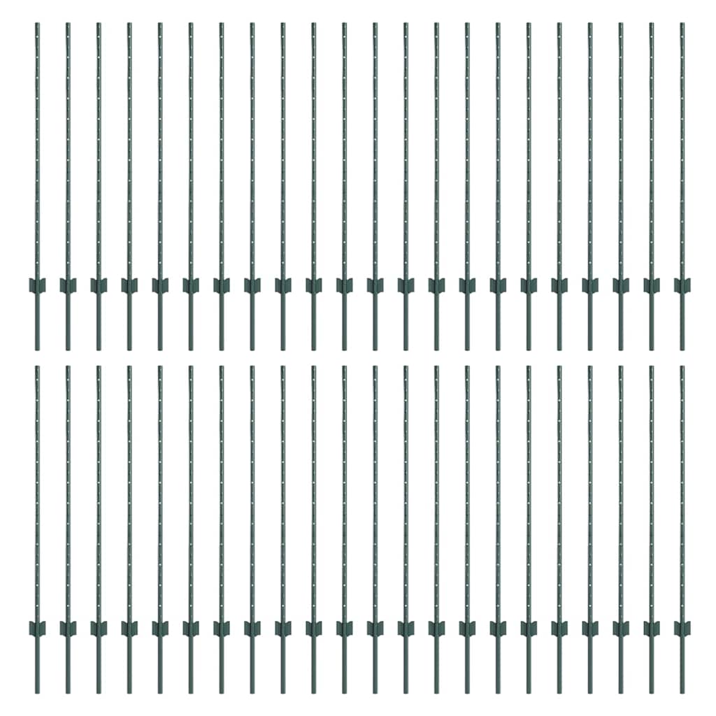 Palo della recinzione 44 pcs Verde 160 cm Acciaio