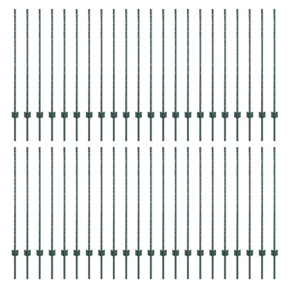 Palo della recinzione 44 pcs Verde 160 cm Acciaio