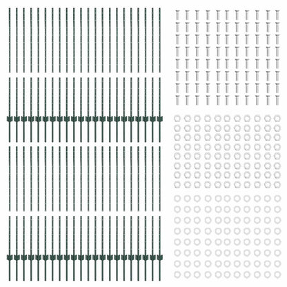 Palo della recinzione 44 pcs Verde 160 cm Acciaio