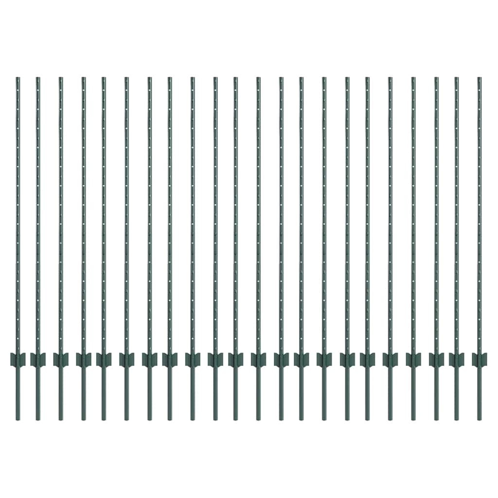 Palo della recinzione 22 pcs Verde 180 cm Acciaio