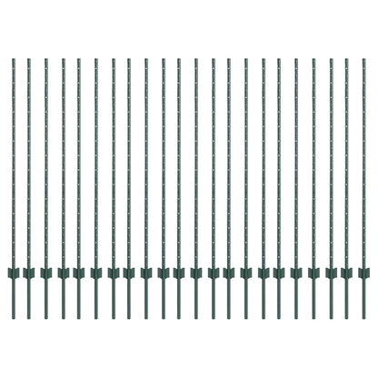 Palo della recinzione 22 pcs Verde 180 cm Acciaio