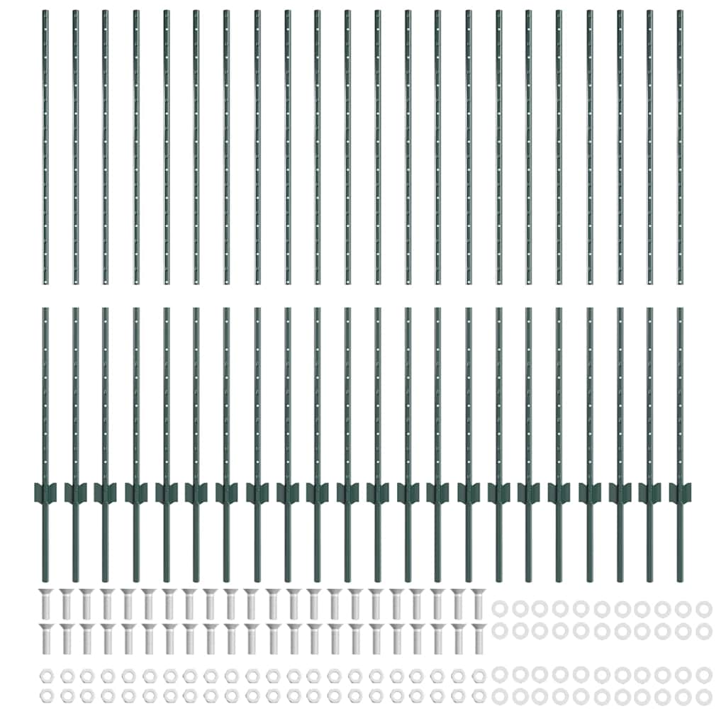 Palo della recinzione 22 pcs Verde 180 cm Acciaio