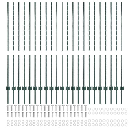 Palo della recinzione 22 pcs Verde 180 cm Acciaio