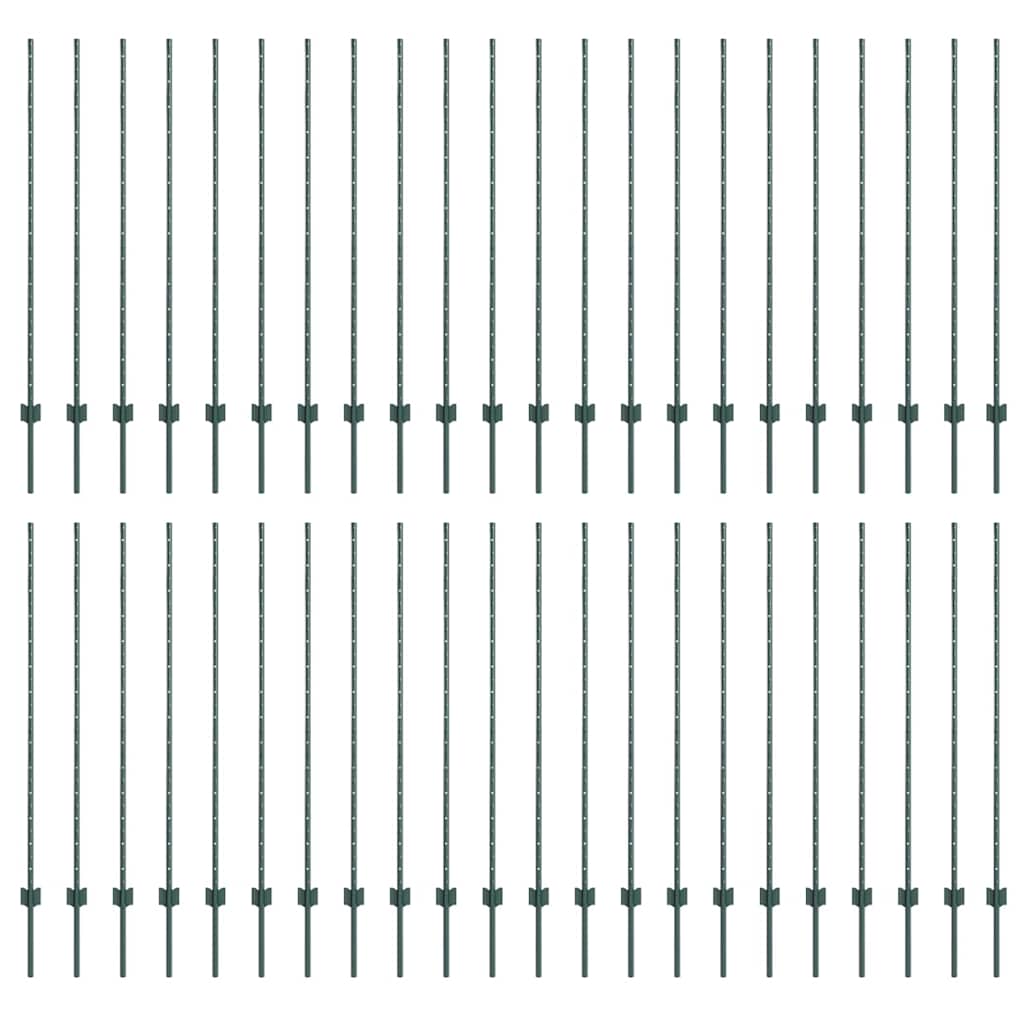 Palo della recinzione 44 pcs Verde 180 cm Acciaio