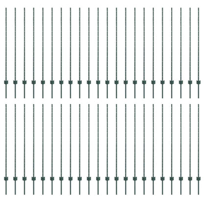 Palo della recinzione 44 pcs Verde 180 cm Acciaio
