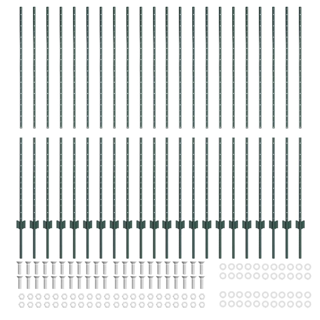 Palo della recinzione 22 pcs Verde 200 cm Acciaio