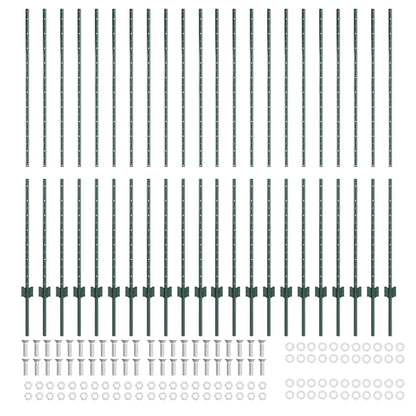 Palo della recinzione 22 pcs Verde 200 cm Acciaio