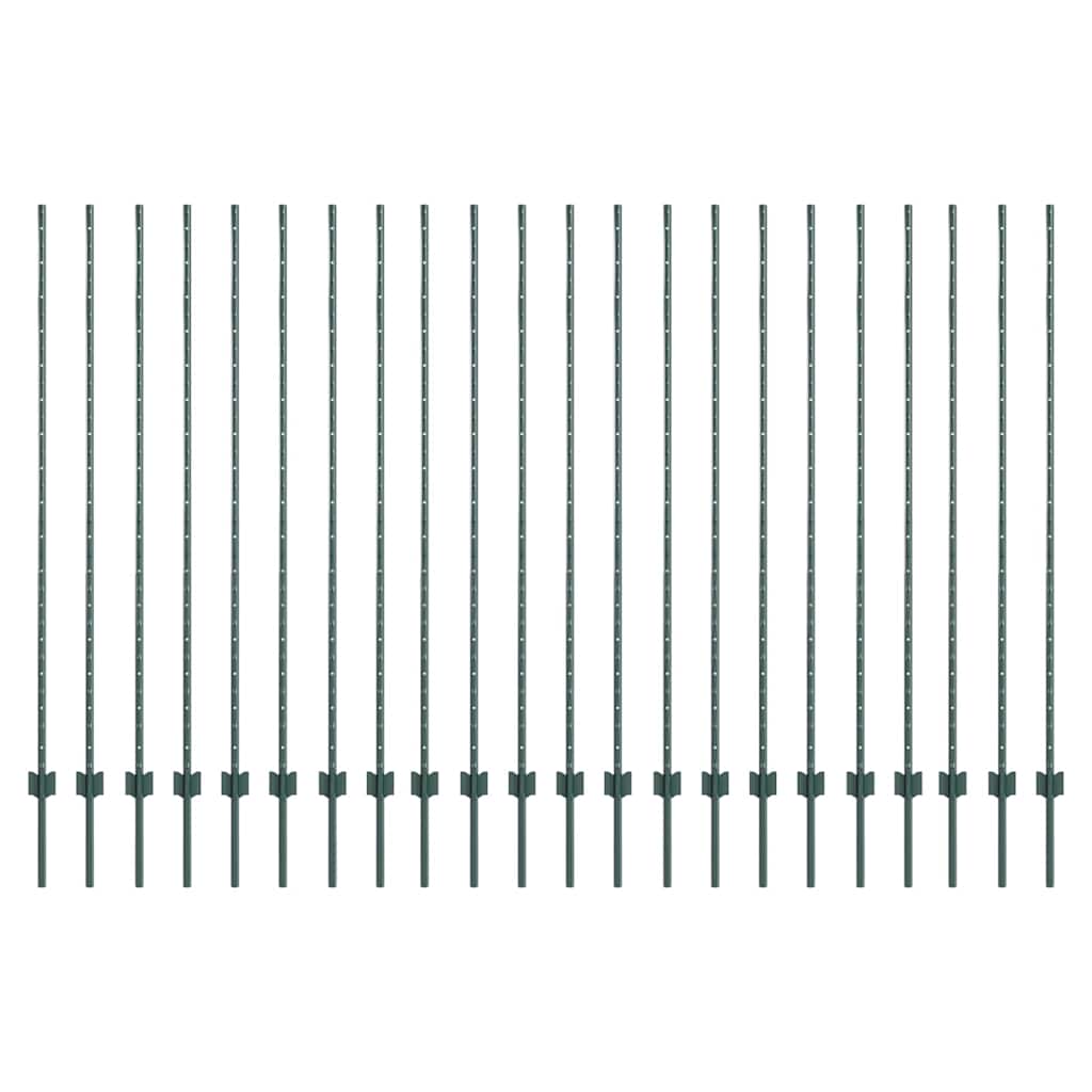 Palo della recinzione 22 pcs Verde 200 cm Acciaio