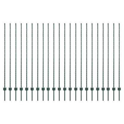 Palo della recinzione 22 pcs Verde 200 cm Acciaio