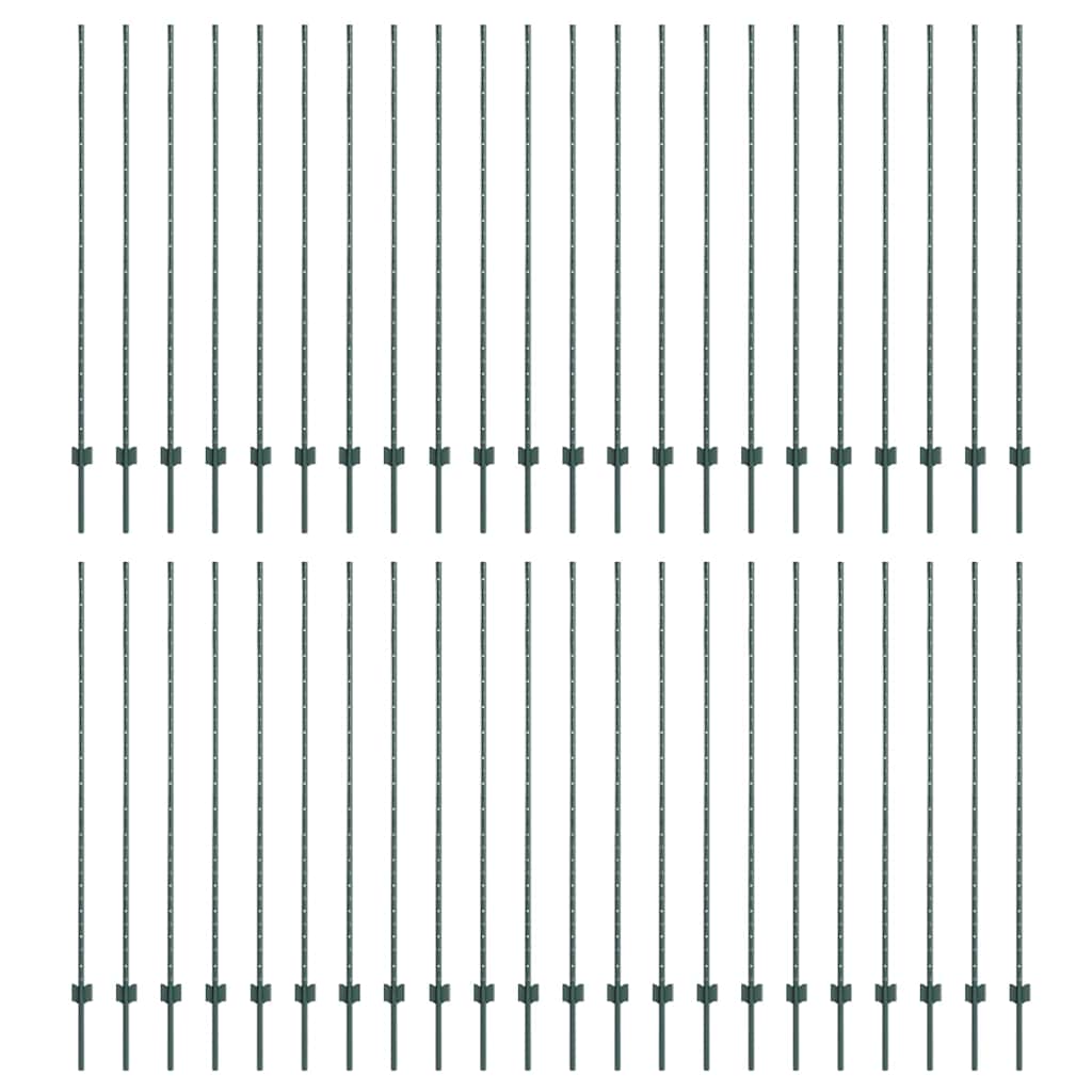 Palo della recinzione 44 pcs Verde 200 cm Acciaio